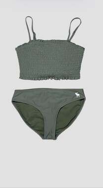 Abercrombie Kids Girls Smocked Two-Piece Bikini Set Olive Green Size 9/10